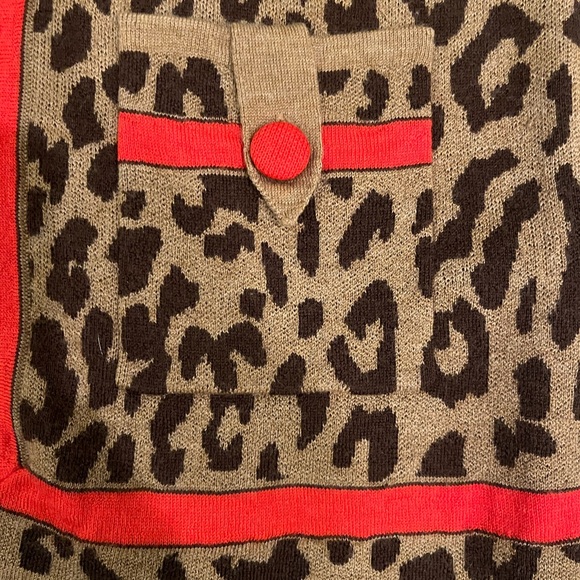 J. Crew Leopard Print Cardigan with Orange/Red Trim - Picture 3 of 5